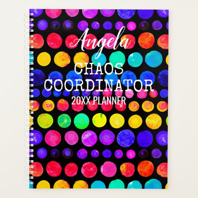 Colourful Paint Dots Pattern Planner (Front)