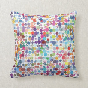 Colourful Paint Dots Splatters Cushion