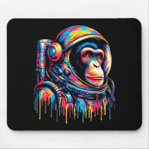 Colourful Paint Drip Astronaut Chimpanzee Mouse Mat