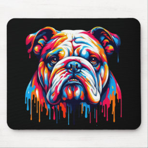 Colourful Paint Drip Bulldog Mouse Mat