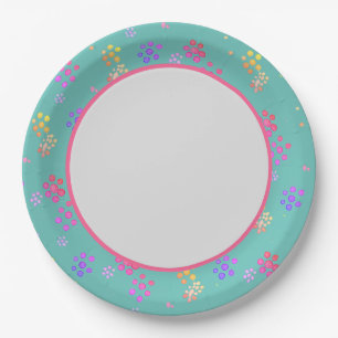Colourful Paint Drip Pastel Floral Paper Plate