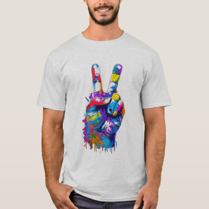 Colourful Paint Drip Peace Sign Graffiti Streetwea T-Shirt