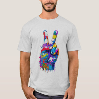 Colourful Paint Drip Peace Sign Graffiti Streetwea T-Shirt