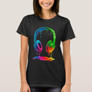 Colourful Paint Dripping Video Game Headphones Gam T-Shirt