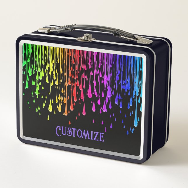 Colourful Paint Drips Metal Lunch Box (Front)