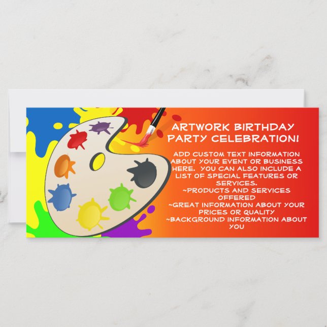 Colourful Paint Palette Art Painting Birthday Part (Front)