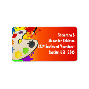 Colourful Paint Palette Art Painting Birthday Part Label