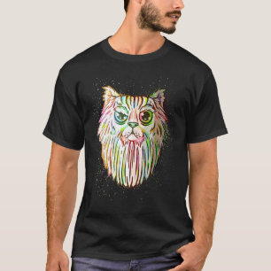 Colourful Paint Splash Bearded Cat T-Shirt