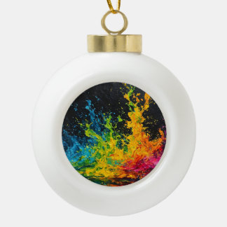 Colourful Paint Splash Ceramic Ball Christmas Ornament
