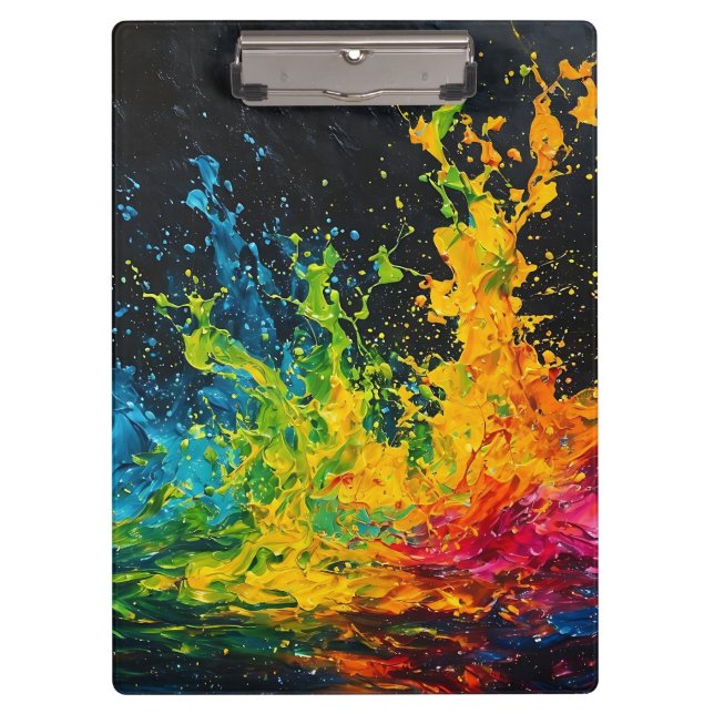 Colourful Paint Splash Clipboard (Front)