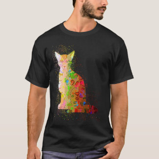 Colourful Paint Splash Cute Bengal Cat T-Shirt