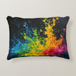 Colourful Paint Splash Decorative Cushion