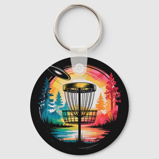 Colourful Paint Splash Disc Golf Sket Golfer Golfi Key Ring (Front)