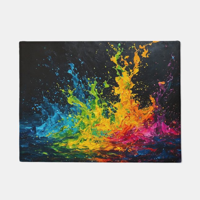 Colourful Paint Splash Doormat (Front)