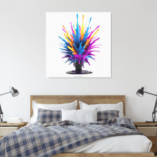 Colourful Paint Splash Explosion On White Backgrou Canvas Print