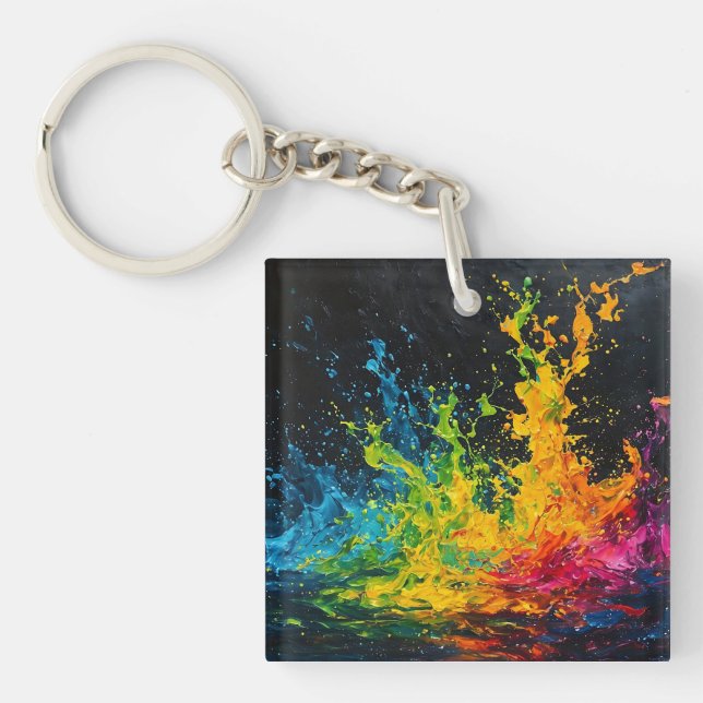 Colourful Paint Splash Key Ring (Front)