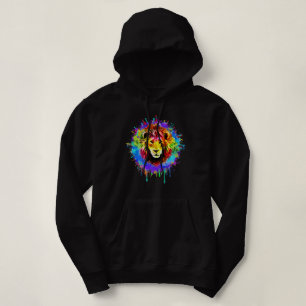 Colourful Paint Splash Lion Hoodie
