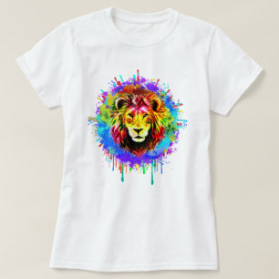 Colourful  Paint Splash Lion T-Shirt