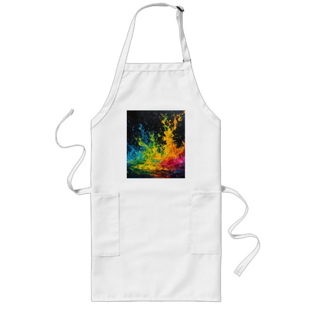 Colourful Paint Splash Long Apron (Front)