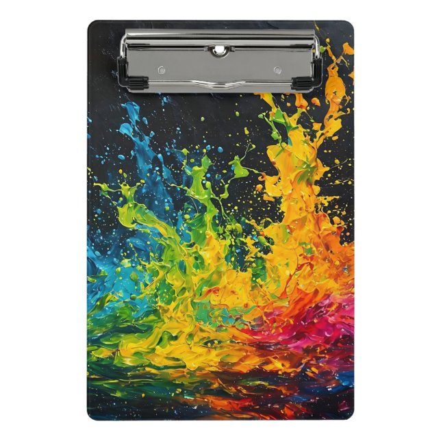 Colourful Paint Splash Mini Clipboard (Front)