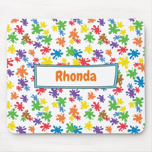 Colourful paint splash mouse mat (Front)