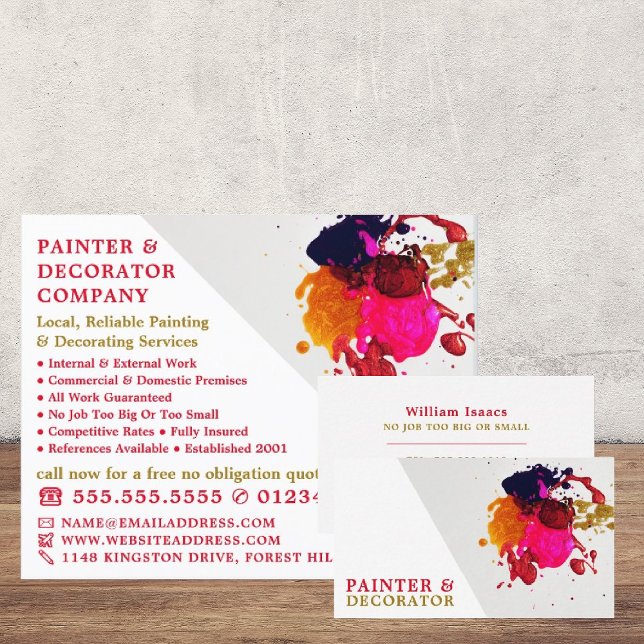 Colourful Paint Splash, Painter & Decorator Business Card (Creator Uploaded)