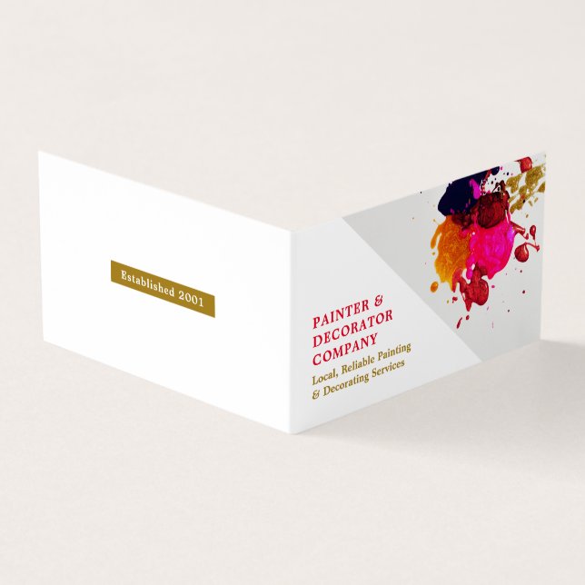 Colourful Paint Splash, Painter & Decorator Photo Business Card (Outside)