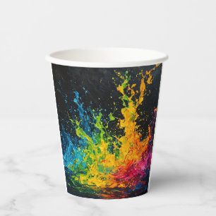 Colourful Paint Splash Paper Cups