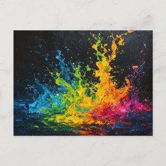 Colourful Paint Splash Postcard