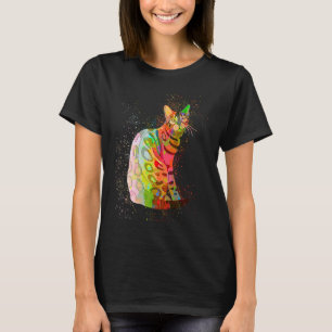 Colourful Paint Splash Realistic Bengal Cat T-Shirt