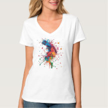 Colourful Paint Splash Silhouette – Women’s V-Neck