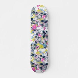 Colourful Paint Splash Skull Design Skateboard