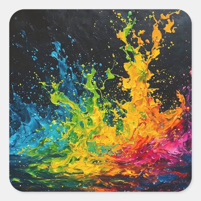 Colourful Paint Splash Square Sticker (Front)