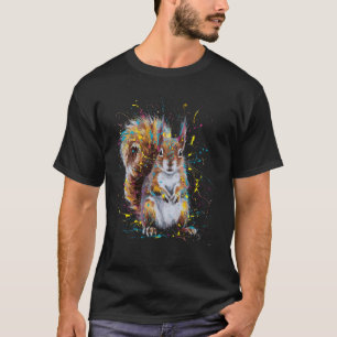 Colourful Paint Splash Squirrel Art Graphic T-Shirt