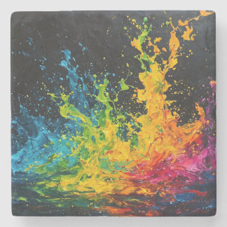 Colourful Paint Splash Stone Coaster