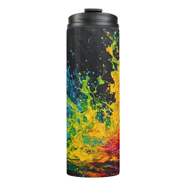 Colourful Paint Splash Thermal Tumbler (Front)