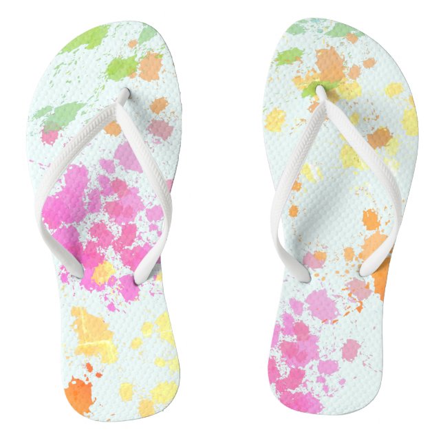 Colourful Paint Splashes Splatter Flip Flops (Footbed)