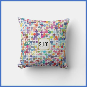 Colourful Paint Splat Dots Cushion