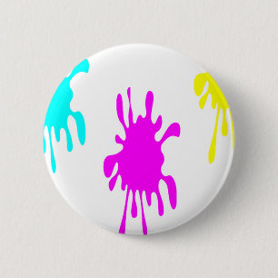 Colourful paint splatter 6 cm round badge
