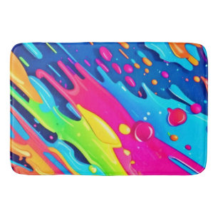 Colourful Paint Splatter Bath Mat