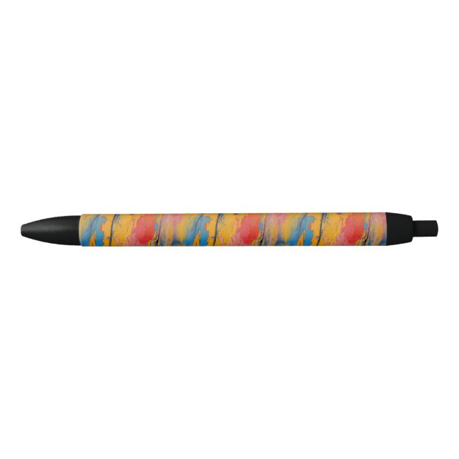 Colourful Paint Splatter Black Ink Pen (Front)