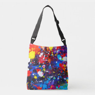Colourful Paint Splatter Canvas Art Crossbody Bag