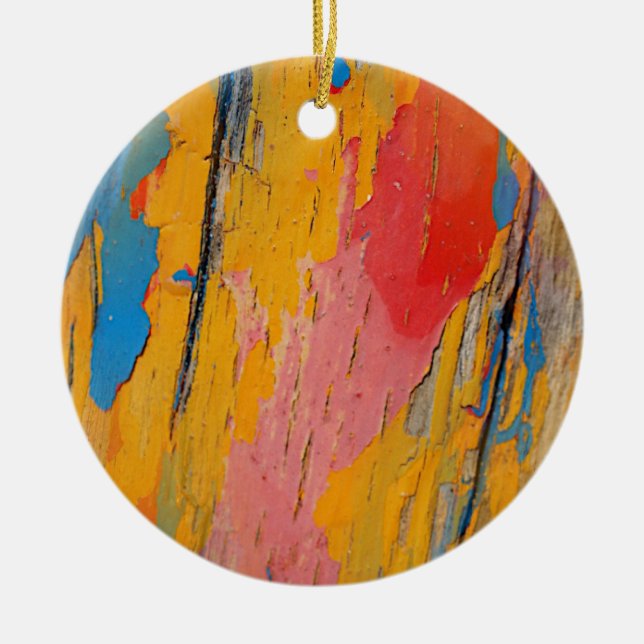 Colourful Paint Splatter Ceramic Tree Decoration (Front)