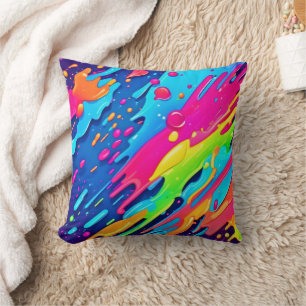 Colourful Paint Splatter Cushion