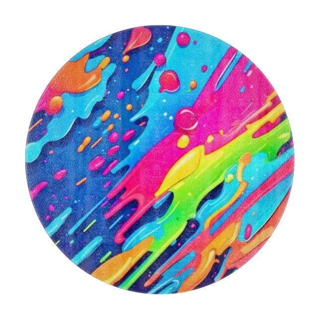 Colourful Paint Splatter Cutting Board (Front)