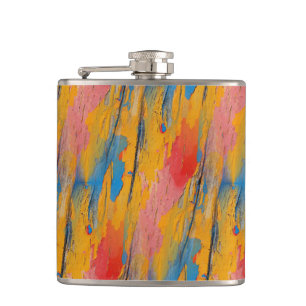 Colourful Paint Splatter Hip Flask
