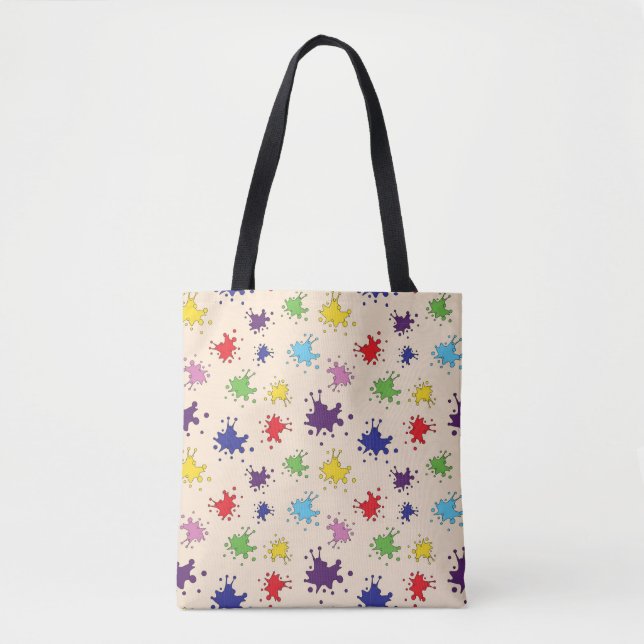 Colourful paint splatter ink splash tote bag (Front)