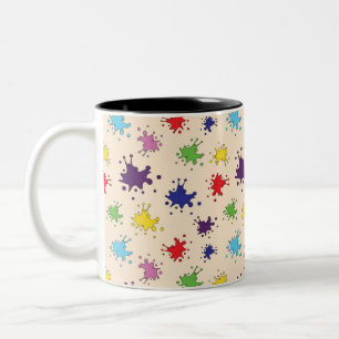 Colourful paint splatter ink spot splash Two-Tone coffee mug