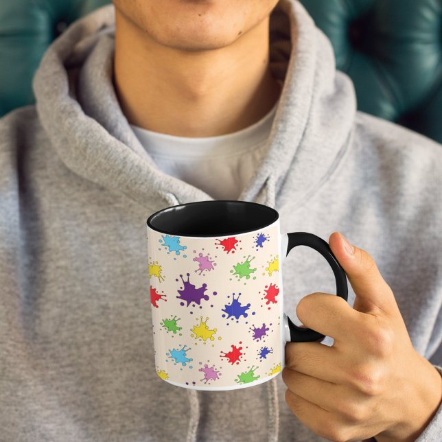 Colourful paint splatter ink spot splash Two-Tone coffee mug (Creator Uploaded)