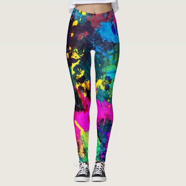 Colourful Paint Splatter Leggings (Front)